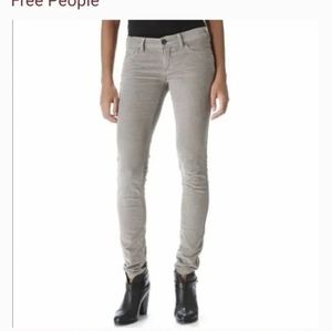 FREE PEOPLE IVORY WHITE CORDUROY SKINNY RIBBED JEAN PANTS SLACKS